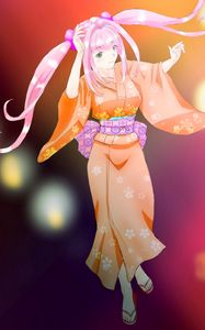Preview wallpaper girl, smile, movement, kimono, anime