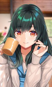 Preview wallpaper girl, smile, mug, anime