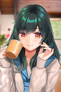 Preview wallpaper girl, smile, mug, anime
