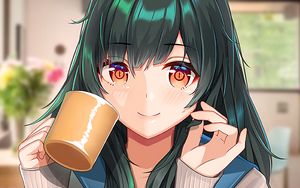 Preview wallpaper girl, smile, mug, anime