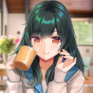 Preview wallpaper girl, smile, mug, anime