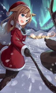 Preview wallpaper girl, smile, neko, ears, winter, anime