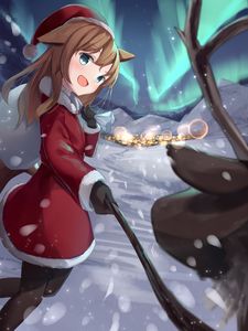 Preview wallpaper girl, smile, neko, ears, winter, anime