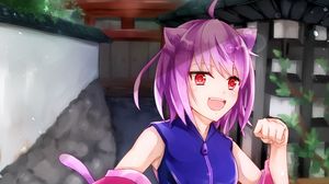 Preview wallpaper girl, smile, neko, anime