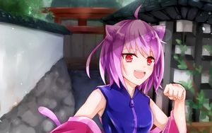 Preview wallpaper girl, smile, neko, anime