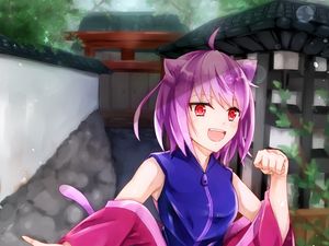 Preview wallpaper girl, smile, neko, anime