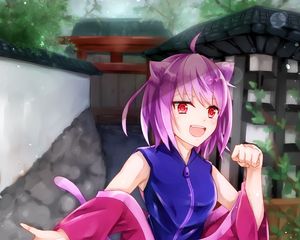 Preview wallpaper girl, smile, neko, anime