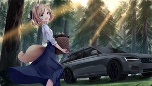 Preview wallpaper girl, smile, neko, tail, anime