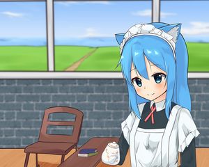 Preview wallpaper girl, smile, neko, housemaid, anime