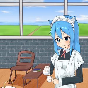 Preview wallpaper girl, smile, neko, housemaid, anime