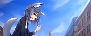 Preview wallpaper girl, smile, neko, gesture, anime