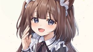 Preview wallpaper girl, smile, neko, ears, housemaid, anime