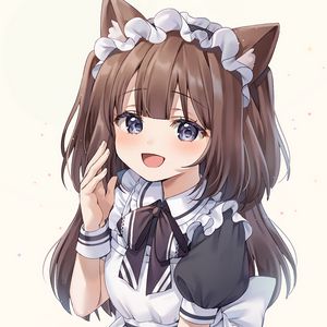 Preview wallpaper girl, smile, neko, ears, housemaid, anime