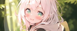 Preview wallpaper girl, smile, neko, backpack, anime