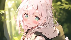 Preview wallpaper girl, smile, neko, backpack, anime