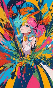 Preview wallpaper girl, smile, paint, flowers, bright, anime