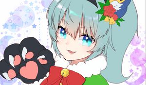 Preview wallpaper girl, smile, paw, anime