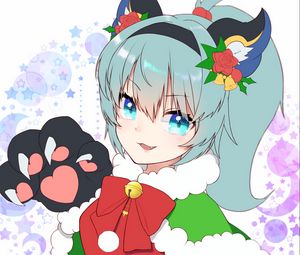 Preview wallpaper girl, smile, paw, anime