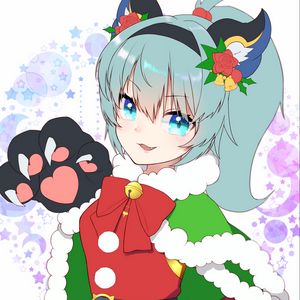 Preview wallpaper girl, smile, paw, anime