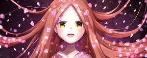 Preview wallpaper girl, smile, petals, sakura, anime, art