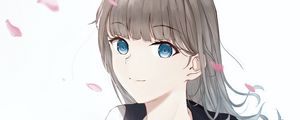 Preview wallpaper girl, smile, petals, anime