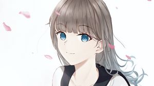 Preview wallpaper girl, smile, petals, anime