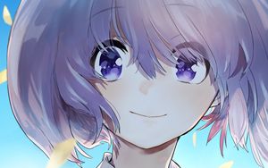 Preview wallpaper girl, smile, petals, tie, anime