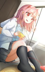 Preview wallpaper girl, smile, phone, gamer, anime