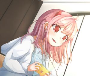Preview wallpaper girl, smile, phone, gamer, anime