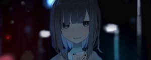 Preview wallpaper girl, smile, phone, anime
