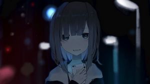 Preview wallpaper girl, smile, phone, anime