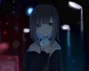 Preview wallpaper girl, smile, phone, anime