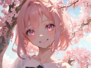 Preview wallpaper girl, smile, pink, anime
