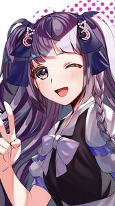 Preview wallpaper girl, smile, ponytails, anime