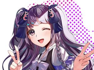 Preview wallpaper girl, smile, ponytails, anime