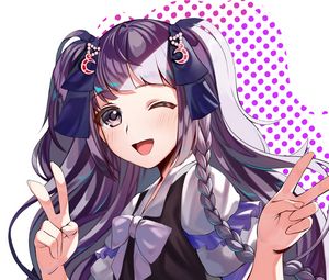 Preview wallpaper girl, smile, ponytails, anime