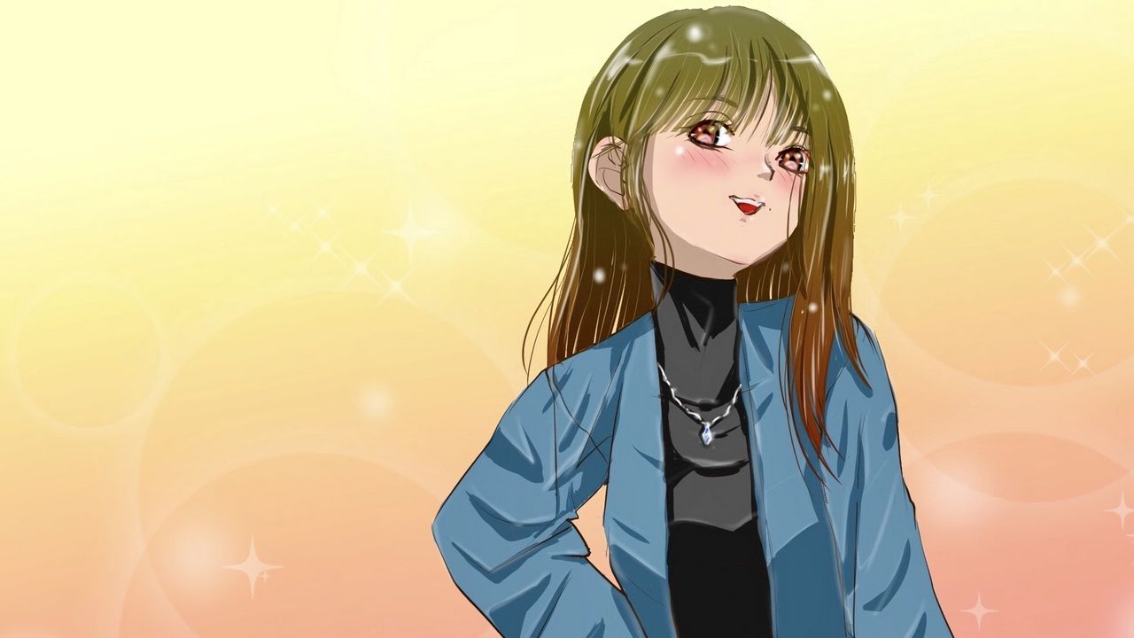 Wallpaper girl, smile, pose, glare, anime, art
