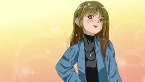 Preview wallpaper girl, smile, pose, glare, anime, art