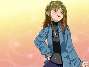 Preview wallpaper girl, smile, pose, glare, anime, art