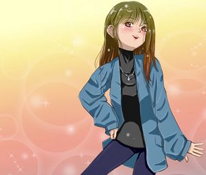 Preview wallpaper girl, smile, pose, glare, anime, art