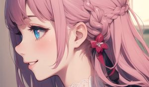 Preview wallpaper girl, smile, profile, anime, art