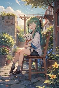 Preview wallpaper girl, smile, puppy, art, anime