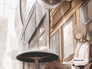 Preview wallpaper girl, smile, relax, anime, art