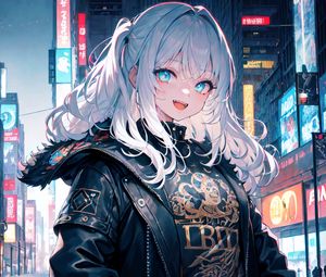Preview wallpaper girl, smile, rocker, style, anime
