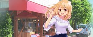 Preview wallpaper girl, smile, running, anime, art, cartoon