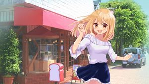 Preview wallpaper girl, smile, running, anime, art, cartoon
