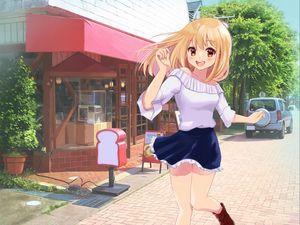 Preview wallpaper girl, smile, running, anime, art, cartoon