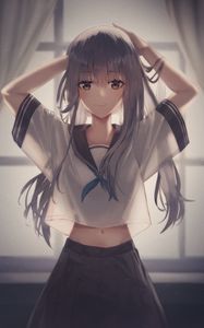 Preview wallpaper girl, smile, sailor suit, anime, art
