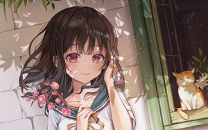 Preview wallpaper girl, smile, sakura, anime