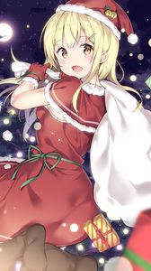 Preview wallpaper girl, smile, santa, costume, gifts, anime